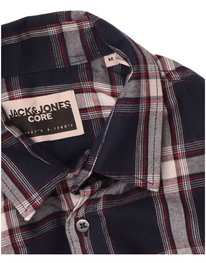 Cămașă de flanel Jack & Jones pentru bărbați, bumbac cu carouri, albastru bleumarin mediu
