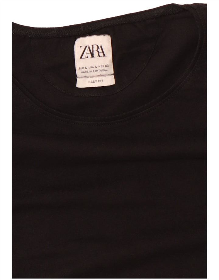 Tricou Zara pentru femei Easy Fit Top UK 14 Large Negru