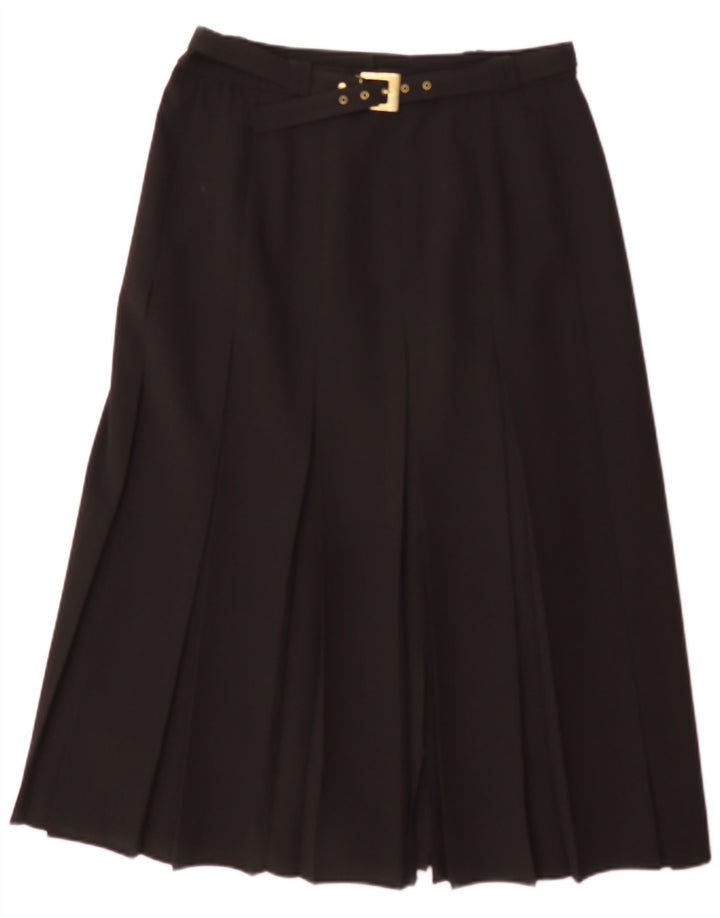 Fusta plisată pentru femei VINTAGE UK 16 Large W32 Poliester negru