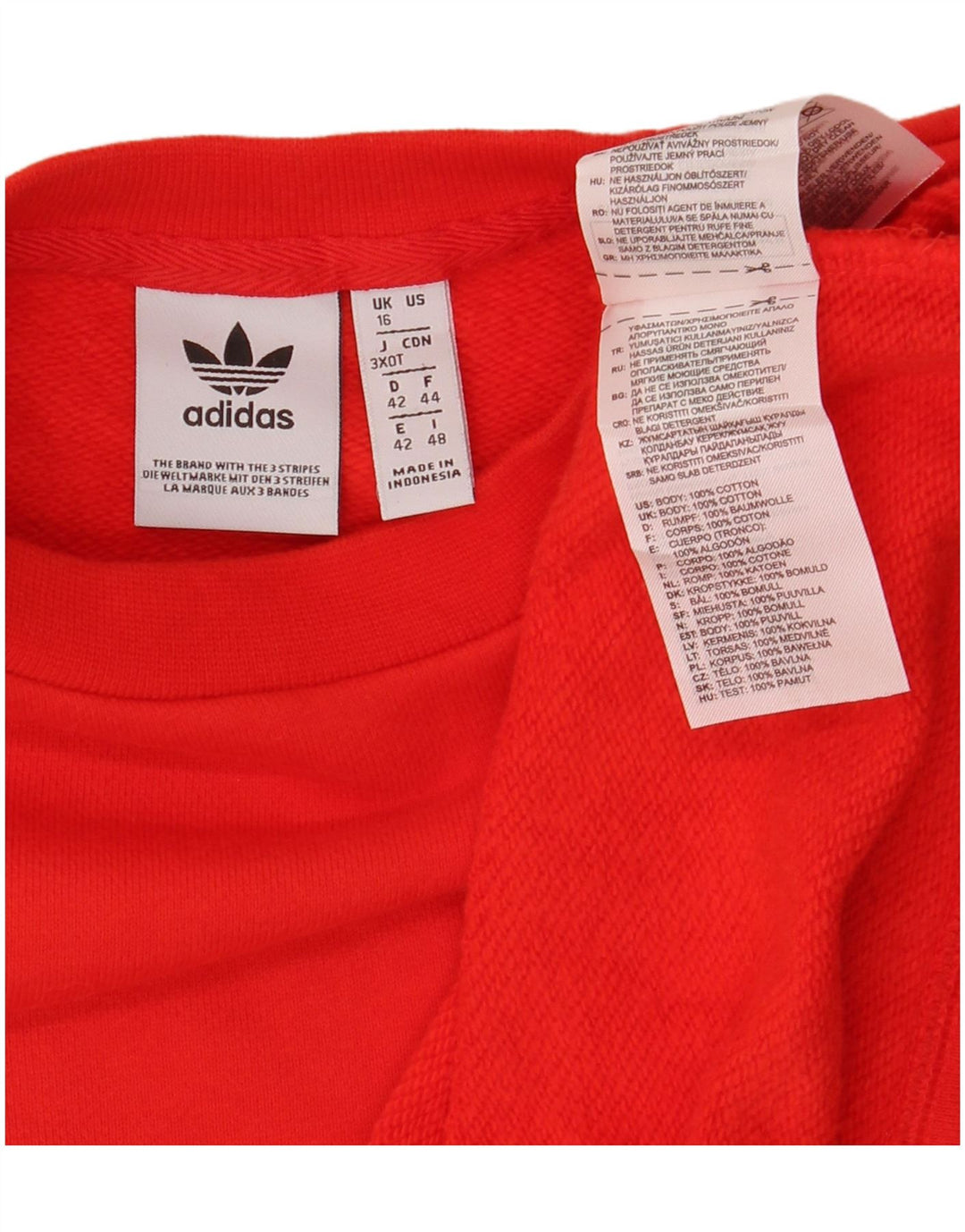 Pulover Adidas Crop Graphic pentru femei UK 16 Bumbac roșu mare
