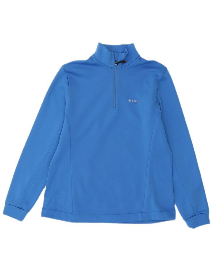 Pulover pentru femei Odlo, cu fermoar, cu gât, UK 18 XL, poliester albastru