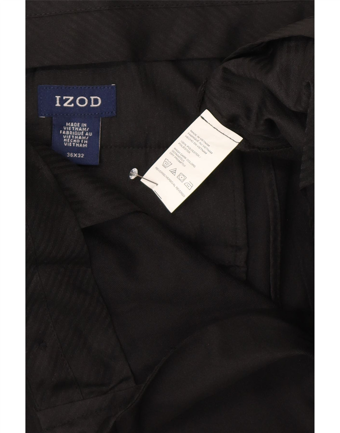 Pantaloni drepți Izod pentru bărbați L36 L26 Poliester negru
