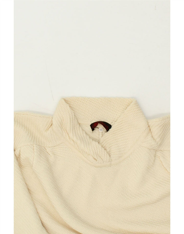 VINTAGE Womens Oversized Turtle Neck Jumper Sweater IT 46 Large Beige Vintage Vintage and Second-Hand Vintage from Messina Hembry 