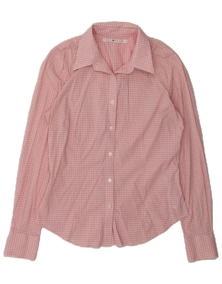 TOMMY HILFIGER Womens Shirt US 8 Medium Pink Gingham Cotton Vintage Tommy Hilfiger and Second-Hand Tommy Hilfiger from Messina Hembry 
