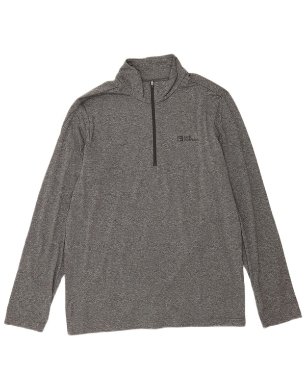 Jack Wolfskin pentru bărbați, cu fermoar, cu pulover, trening Top UK 42, mare, gri
