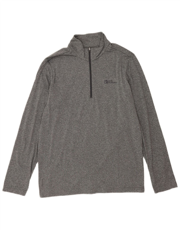Jack Wolfskin pentru bărbați, cu fermoar, cu pulover, trening Top UK 42, mare, gri