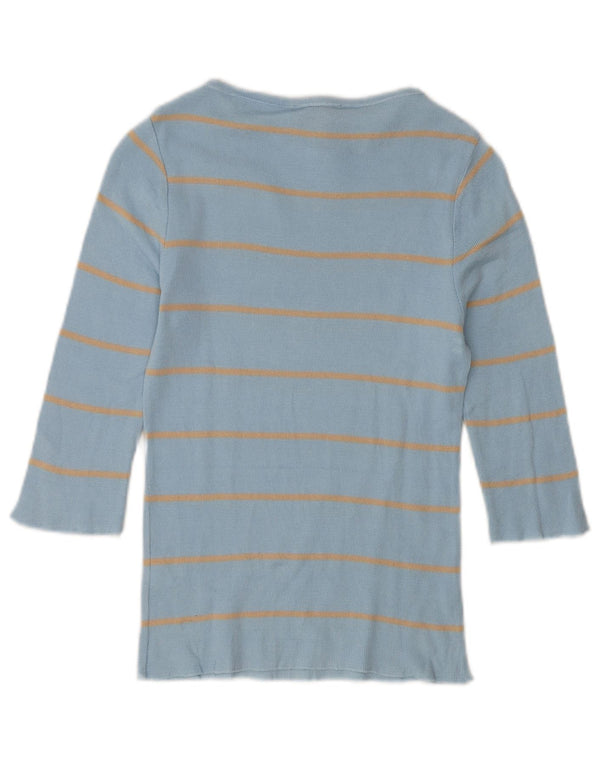 Trussardi Top pentru femei cu mâneci 3/4 UK 8, bumbac cu dungi albastre mici