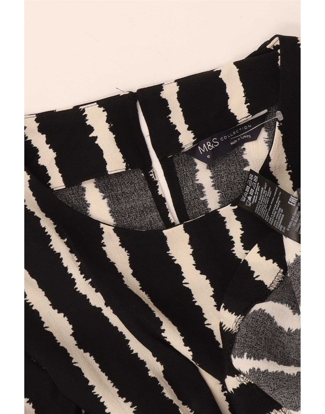 Marks & Spencer Womens Long Sleeve Blouse Top UK 10 Small Black Striped