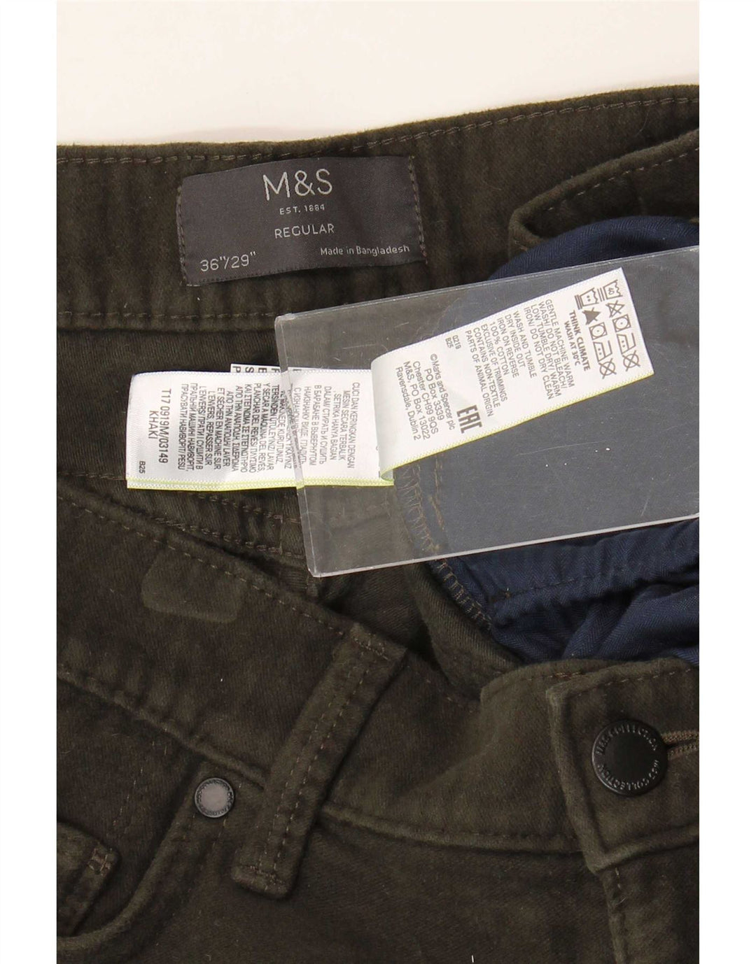Blugi drepti pentru bărbați Marks & Spencer, cu ajustare normală, L36 L29, bumbac kaki
