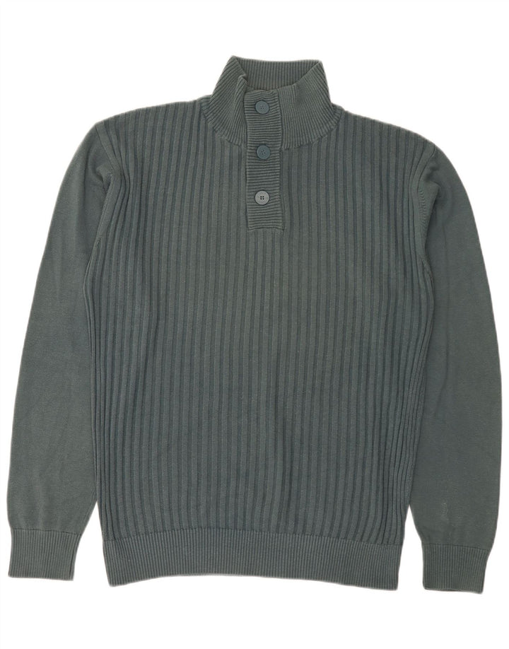 Jack & Jones Pulover pentru bărbați cu gât cu nasturi XL, bumbac verde