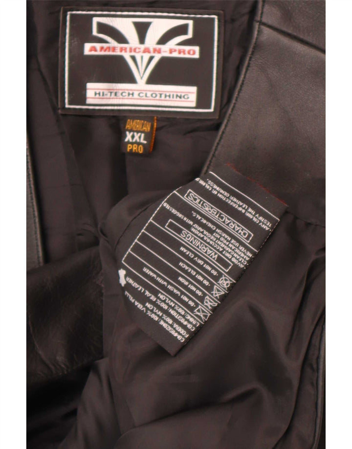Vestă din piele vintage pentru bărbați 2XL neagră