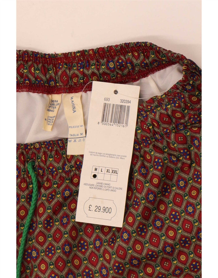 Pantaloni scurți de înot vintage pentru bărbați, poliester geometric maro mediu