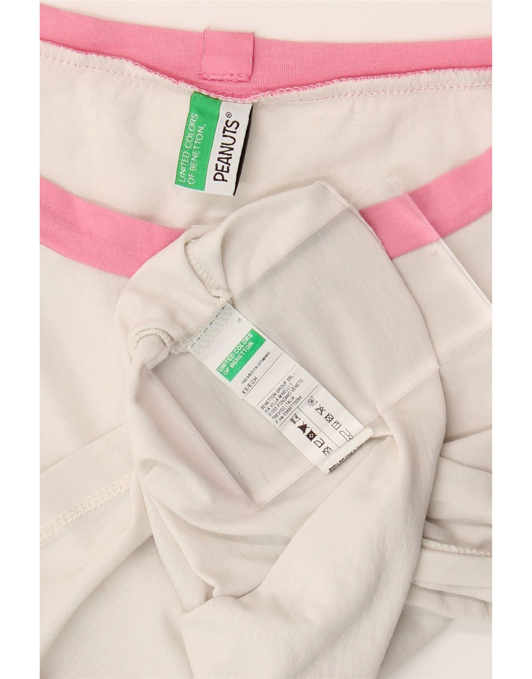 BENETTON pentru femei Peanuts Crop Tricou Top UK 6 XS Bumbac alb