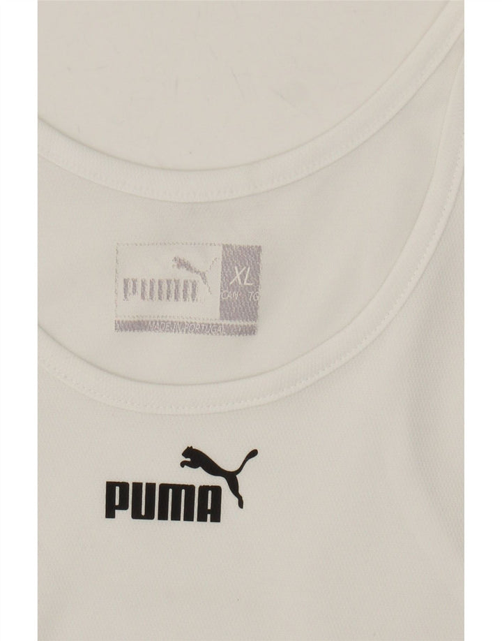 PUMA Mens Vest Top XL White Polyester Vintage Puma and Second-Hand Puma from Messina Hembry 