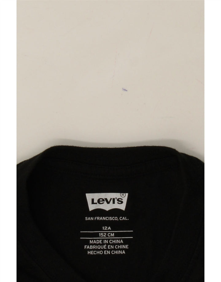 LEVI'S Boys Graphic T-Shirt Top 11-12 Years Black Vintage Levi's and Second-Hand Levi's from Messina Hembry 