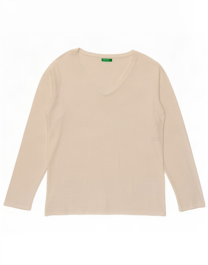 Top pentru femei Benetton cu mânecă lungă UK 14 Medium White