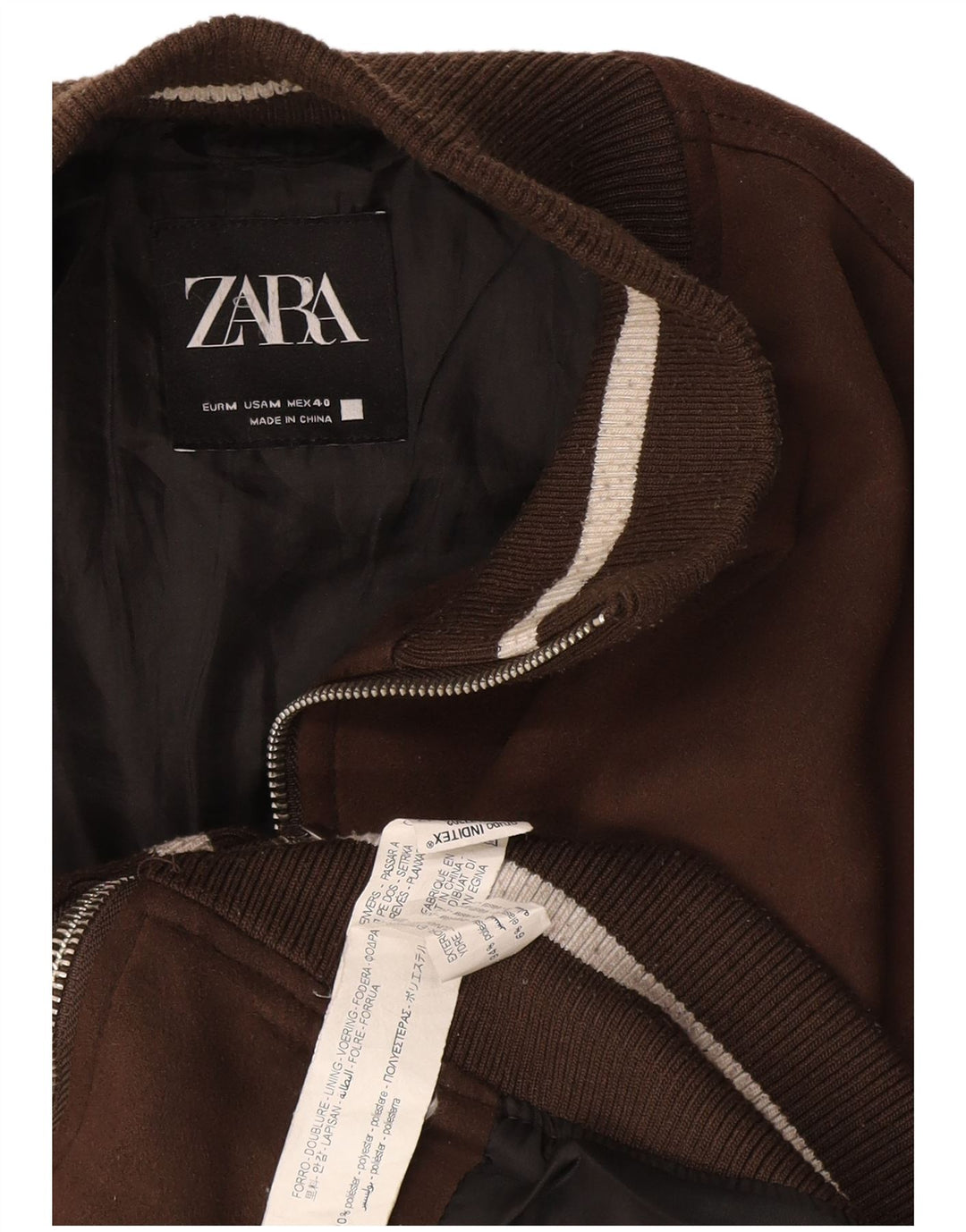 Bomber pentru bărbați Zara UK 38 Poliester maro mediu
