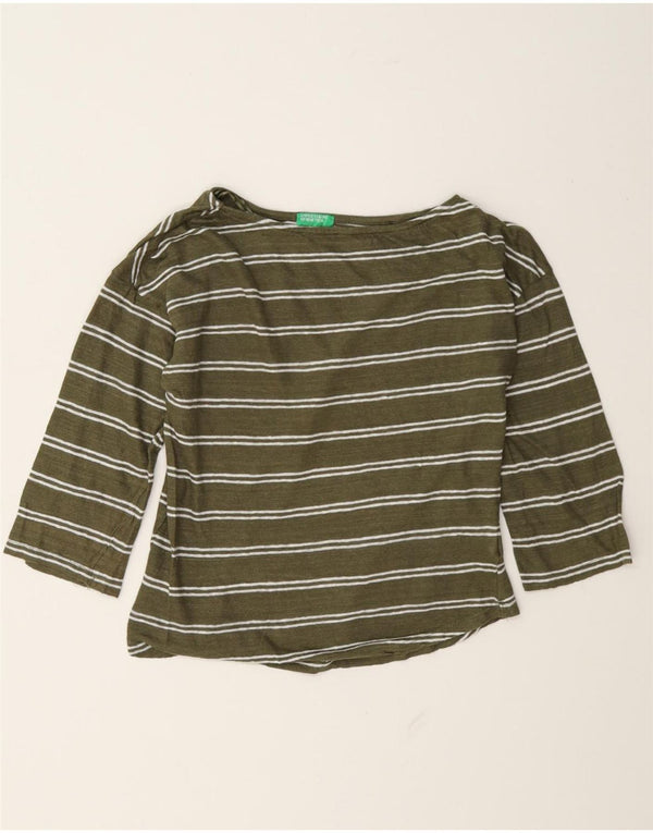 Benetton Top supradimensionat pentru femei, cu mâneci 3/4 UK 6 XS, in dungi verzi