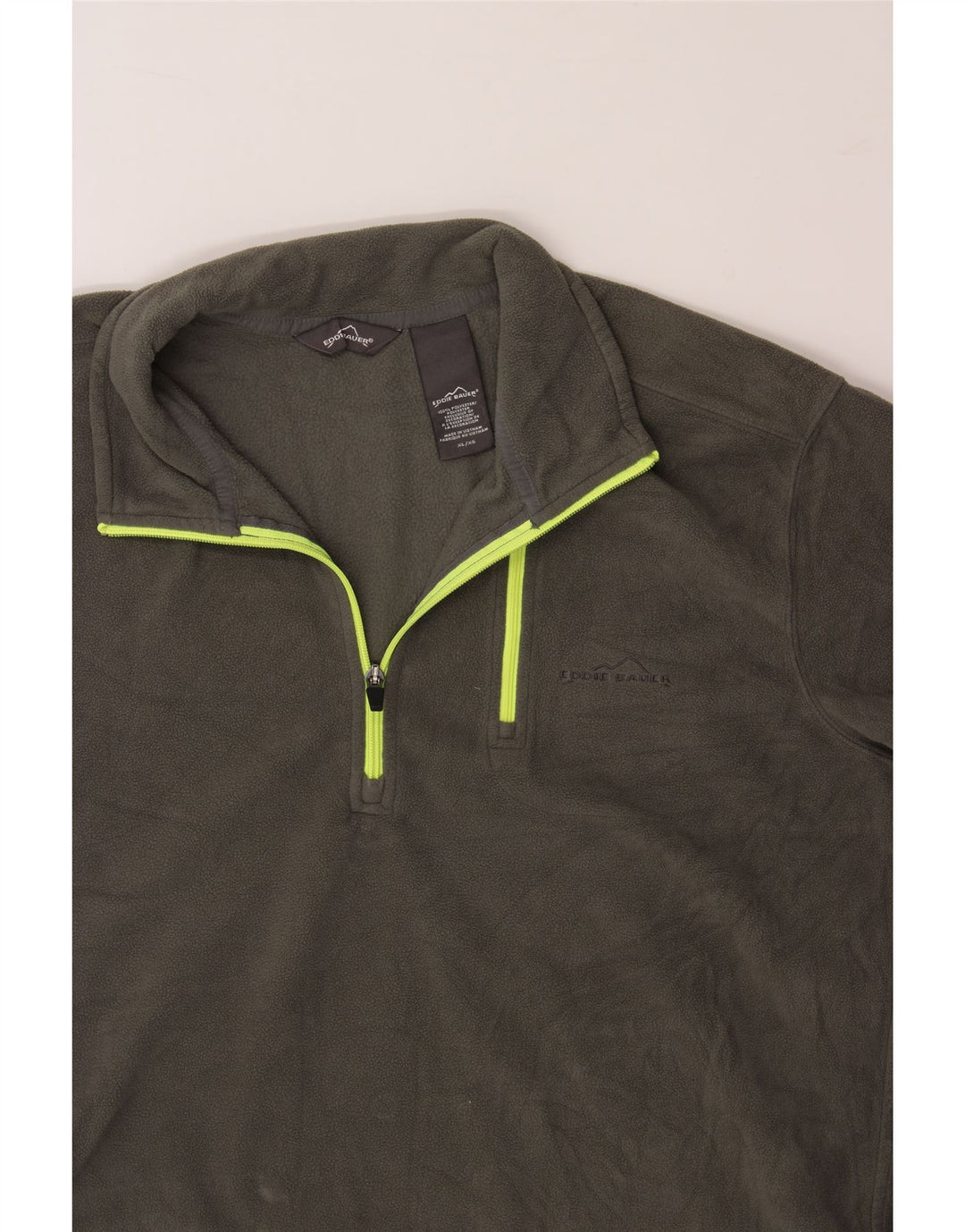 EDDIE BAUER Mens Zip Neck Fleece Jumper XL Khaki Polyester Vintage Eddie Bauer and Second-Hand Eddie Bauer from Messina Hembry 