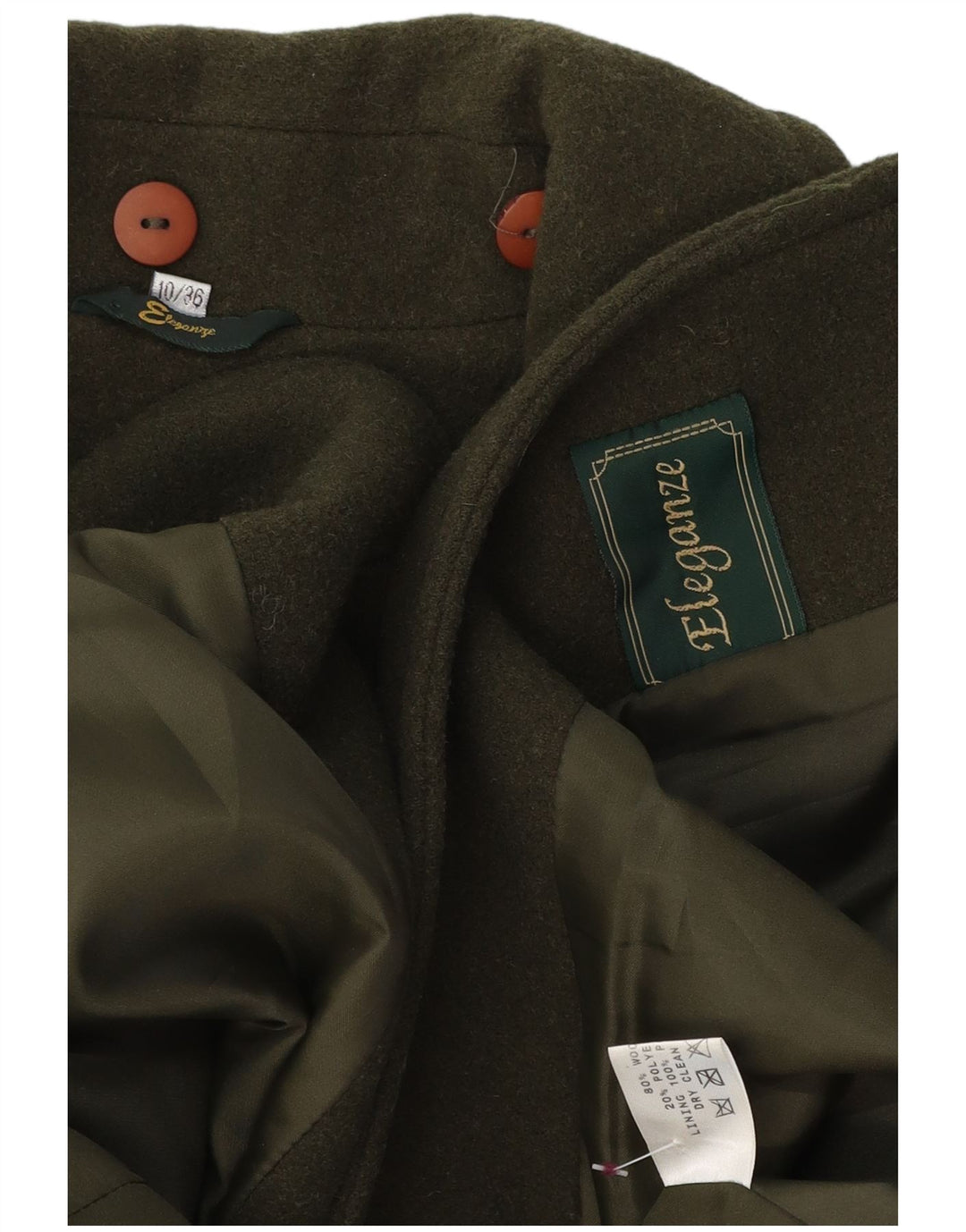 VINTAGE pardesiu supradimensionat pentru femei UK 10 mic din lână verde