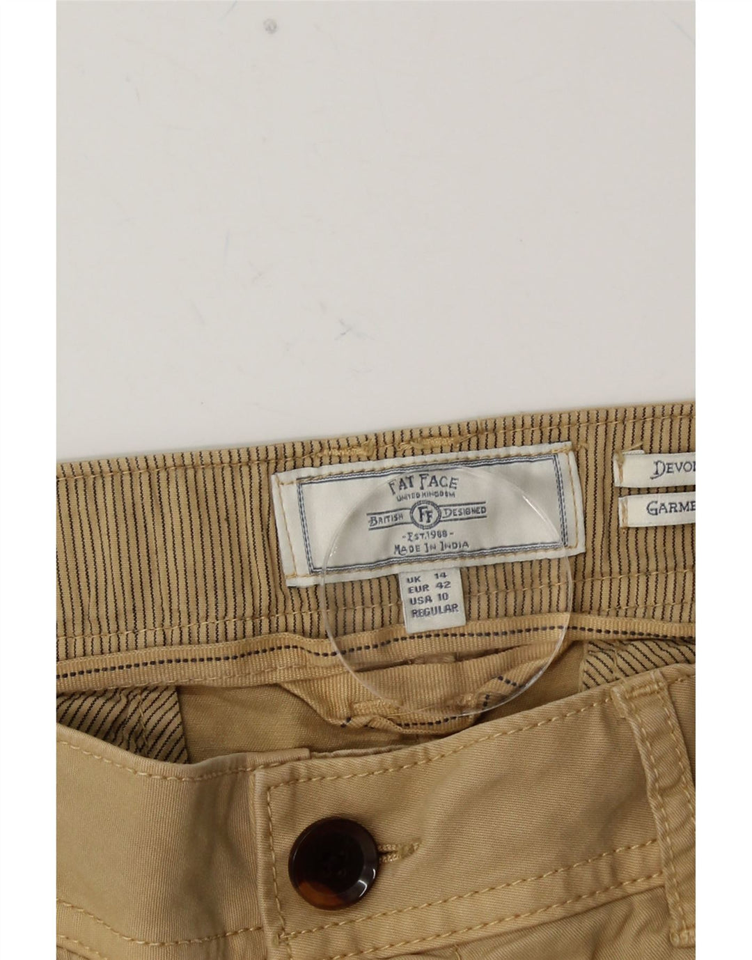 FAT FACE Pantaloni chino Devon Regular Fit pentru femei UK 14 Large W32 L26 Bej