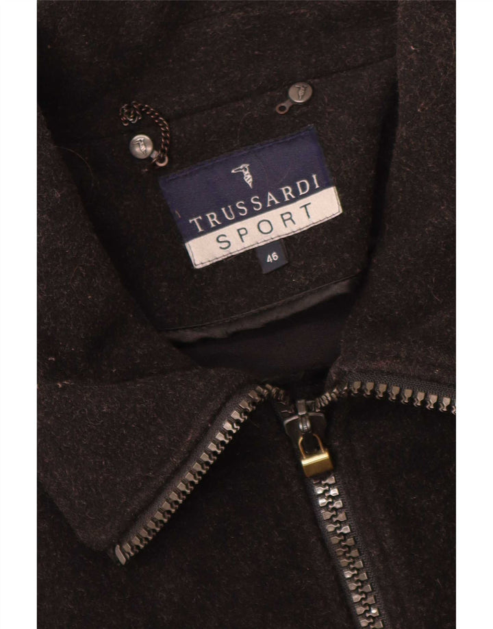 Jachetă de vânt pentru bărbați Trussardi Loose Fit IT 46 Lână neagră mică