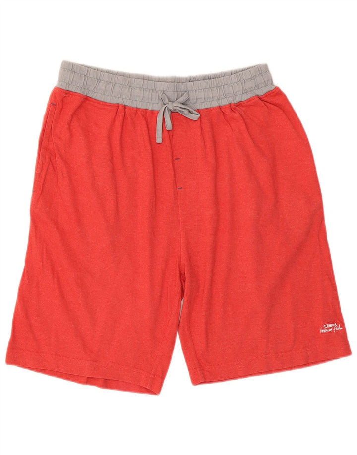 Pantaloni scurți sport pentru bărbați Weird Fish, bumbac color bloc roșu