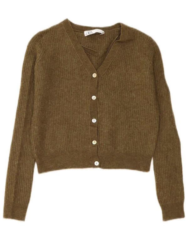 Pulover cardigan pentru femei Zara UK 10 Mic Kaki Poliamidă