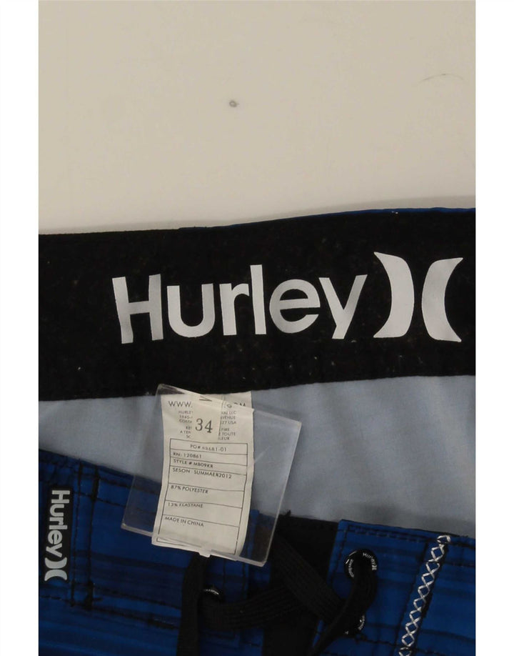 Pantaloni scurți de înot Hurley pentru bărbați, poliester cu dungi mari, albastre