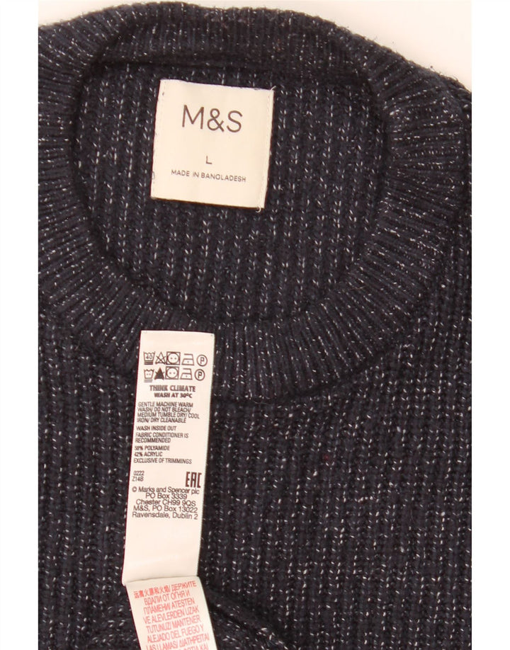 Pulover pentru bărbați Marks & Spencer cu gât roșu, mare, albastru marin pete
