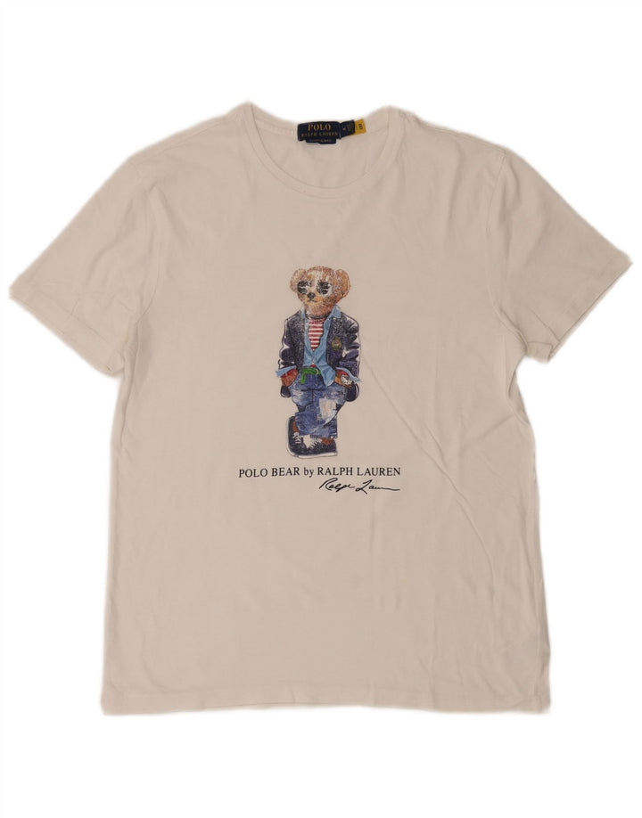 Tricou grafic pentru bărbați POLO RALPH LAUREN Top din bumbac alb mediu