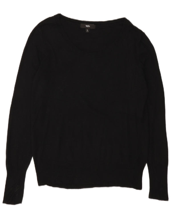 MOSSIMO Womens Boat Neck Jumper Sweater UK 14 Large Black Nylon