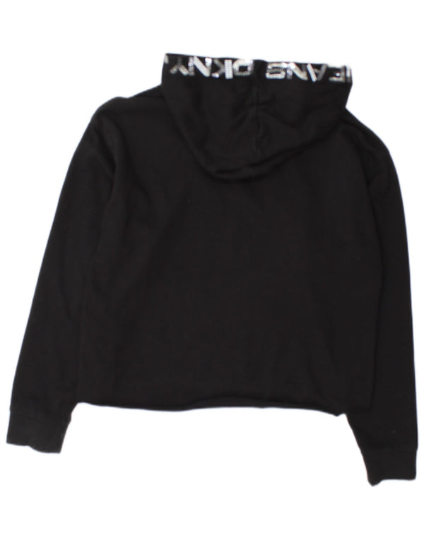 Jumper Dkny Crop Graphic Hoodie pentru femei UK 14 Bumbac mediu negru