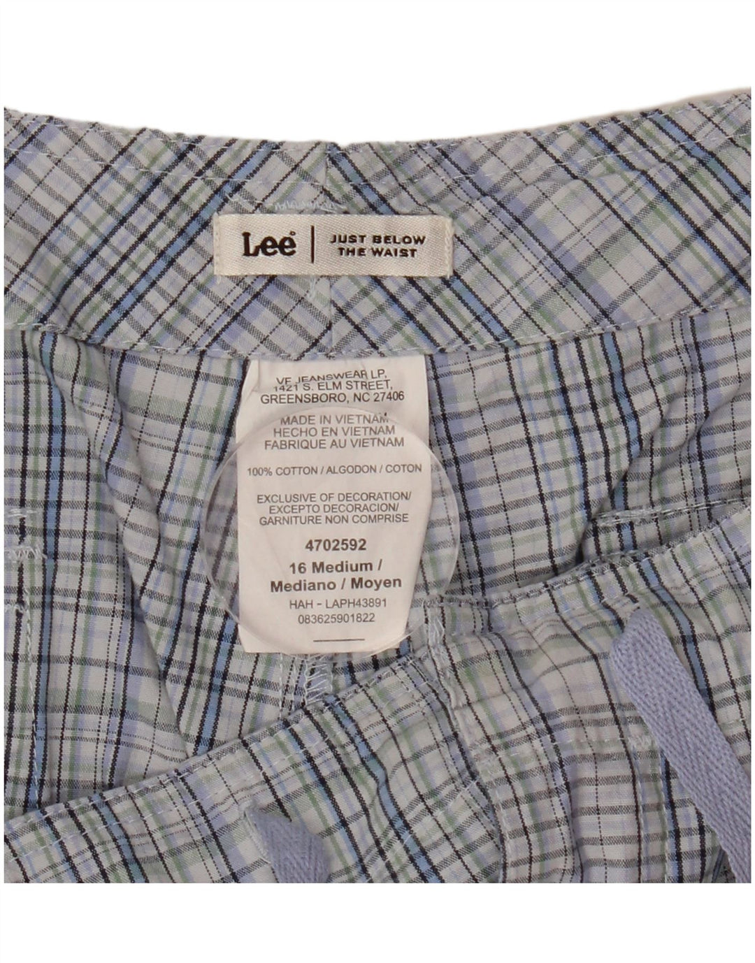Pantaloni scurti chino pentru femei Lee US 16 2XL W36 Blue Check Bumbac