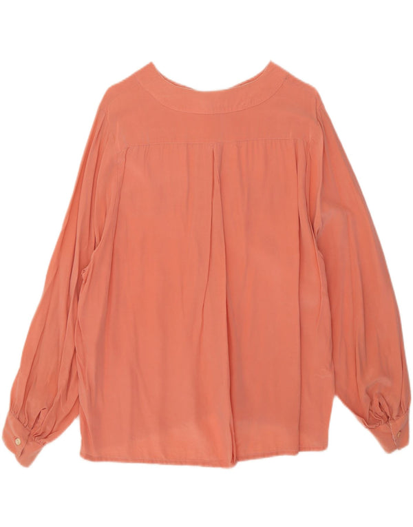 Bluză vintage cu mâneci lungi pentru femei, UK 18 XL, mătase roz