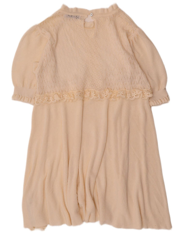 Rochie tricotată cu mâneci 3/4 pentru femei Zara, UK 14, poliester alb, mediu,
