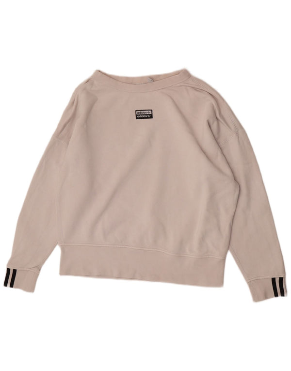 Pulover supradimensionat pentru femei Adidas UK 10 Bumbac alb mic