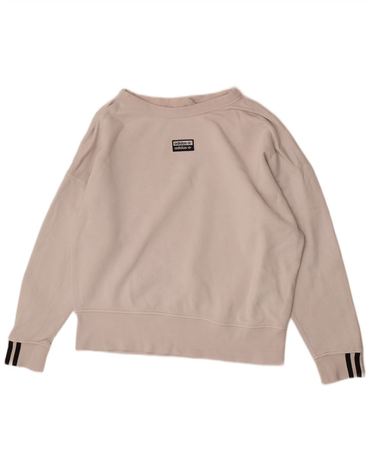 Pulover supradimensionat pentru femei Adidas UK 10 Bumbac alb mic