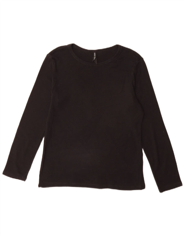Top pentru femei Marks & Spencer cu mânecă lungă UK 14, bumbac mediu negru