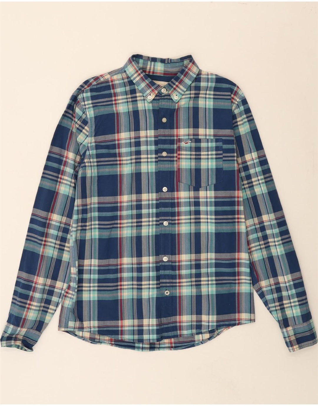 HOLLISTER Mens Shirt Large Blue Check Cotton Vintage Hollister and Second-Hand Hollister from Messina Hembry 