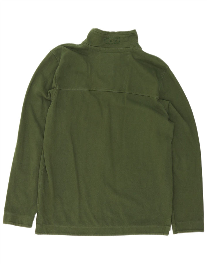 Crew Clothing Hanorac pentru bărbați cu fermoar și gât Pulover Bumbac verde mediu