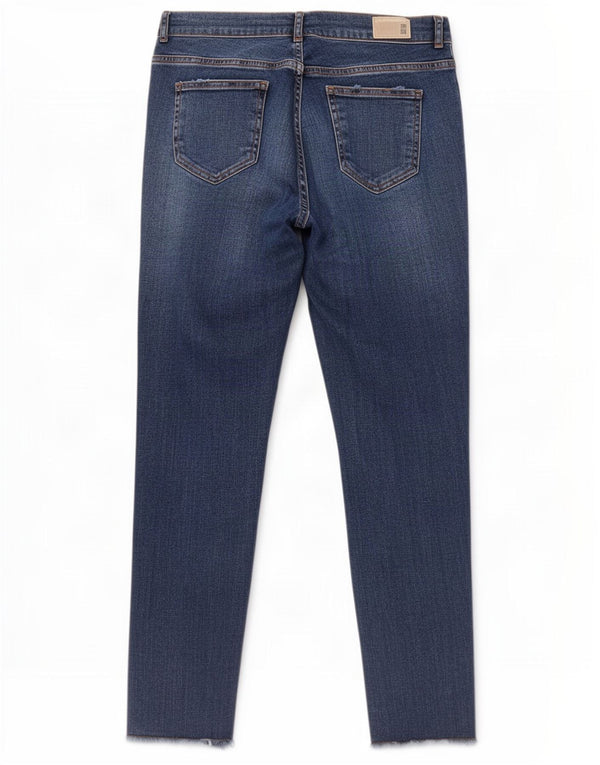 Zara femei Z1975 blugi crop skinny EU 38 mic W28 L26 albastru pete