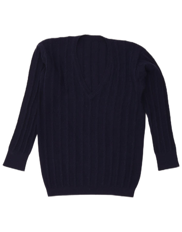 VINTAGE Pulover cu decolteu în V pentru femei UK 16 Mare bleumarin