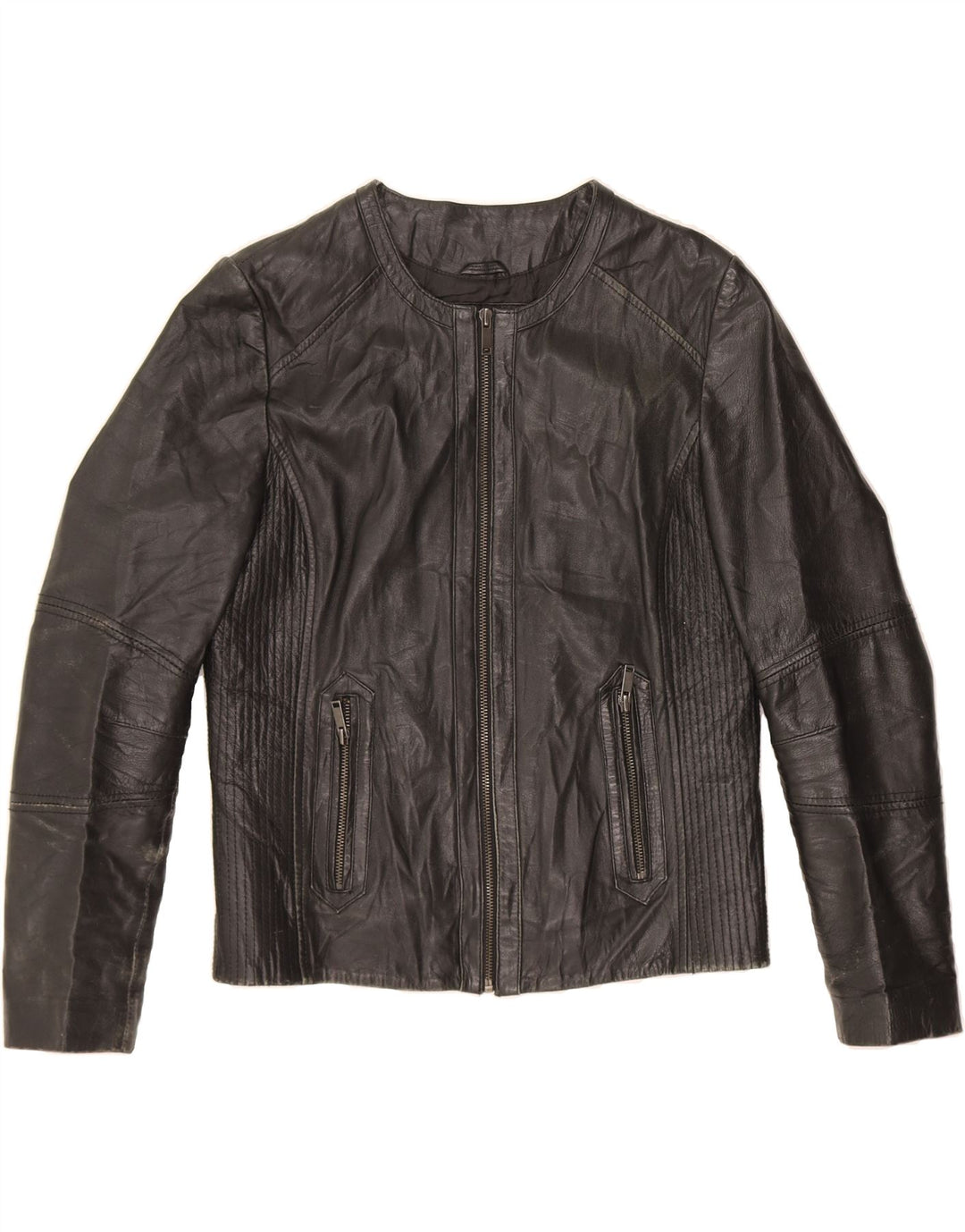 CONBIPEL Womens Leather Jacket IT 46 Large Black Leather Vintage Conbipel and Second-Hand Conbipel from Messina Hembry 