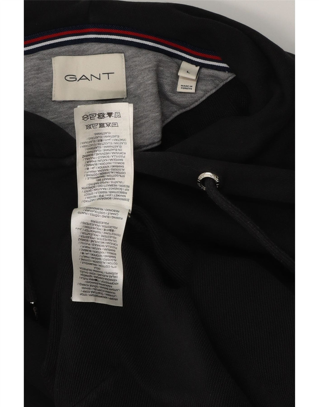 Pulover GANT pentru bărbați, cu fermoar, bumbac mare, negru