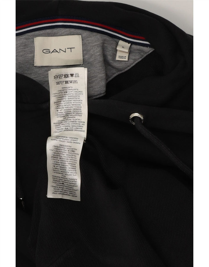 Pulover GANT pentru bărbați, cu fermoar, bumbac mare, negru