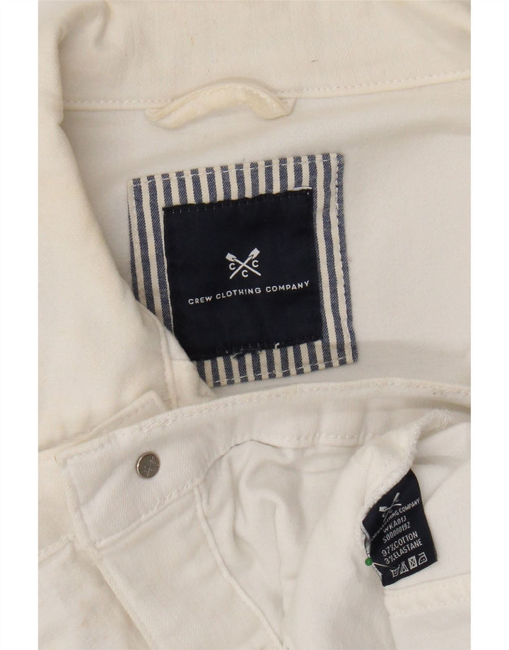 CREW CLOTHING Jachetă de denim crop pentru femei UK 14 Bumbac alb mediu