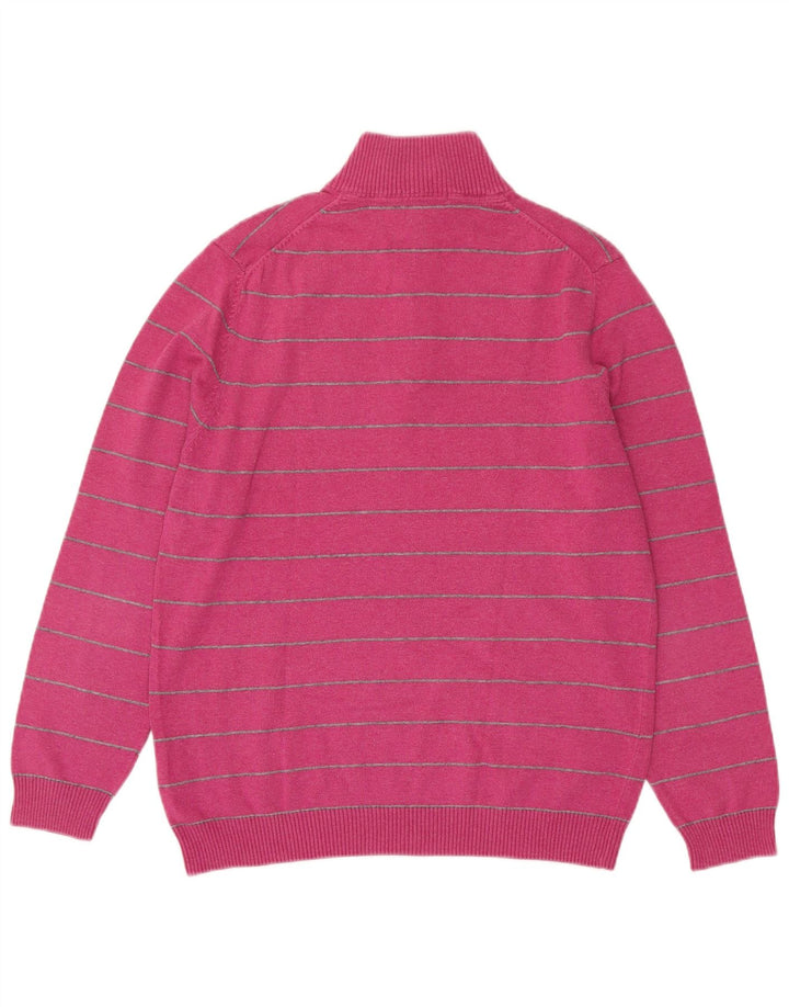 Pulover pentru femei Massimo Dutti, cu fermoar, cu gât, EU 38, în dungi roz mediu