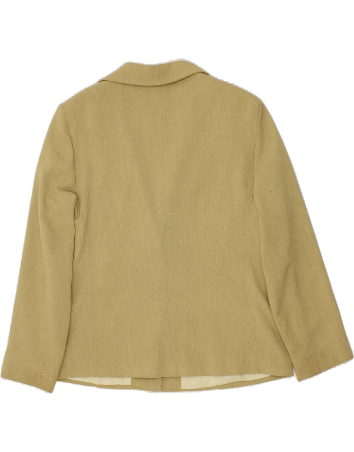 VINTAGE Womens 2 Button Blazer Jacket UK 16 Large Khaki Polyester Vintage Vintage and Second-Hand Vintage from Messina Hembry 