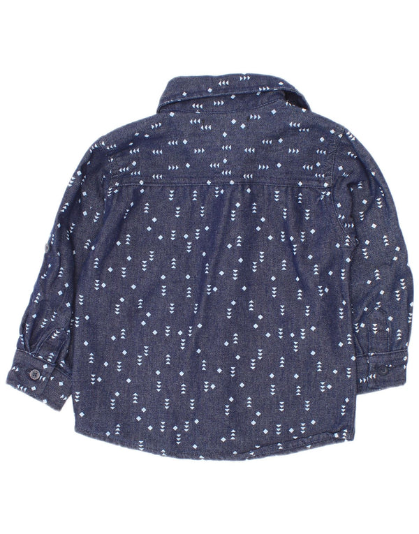 Cămașă Dkny pentru bebeluși 12-18 luni, bumbac cu pete, albastru bleumarin